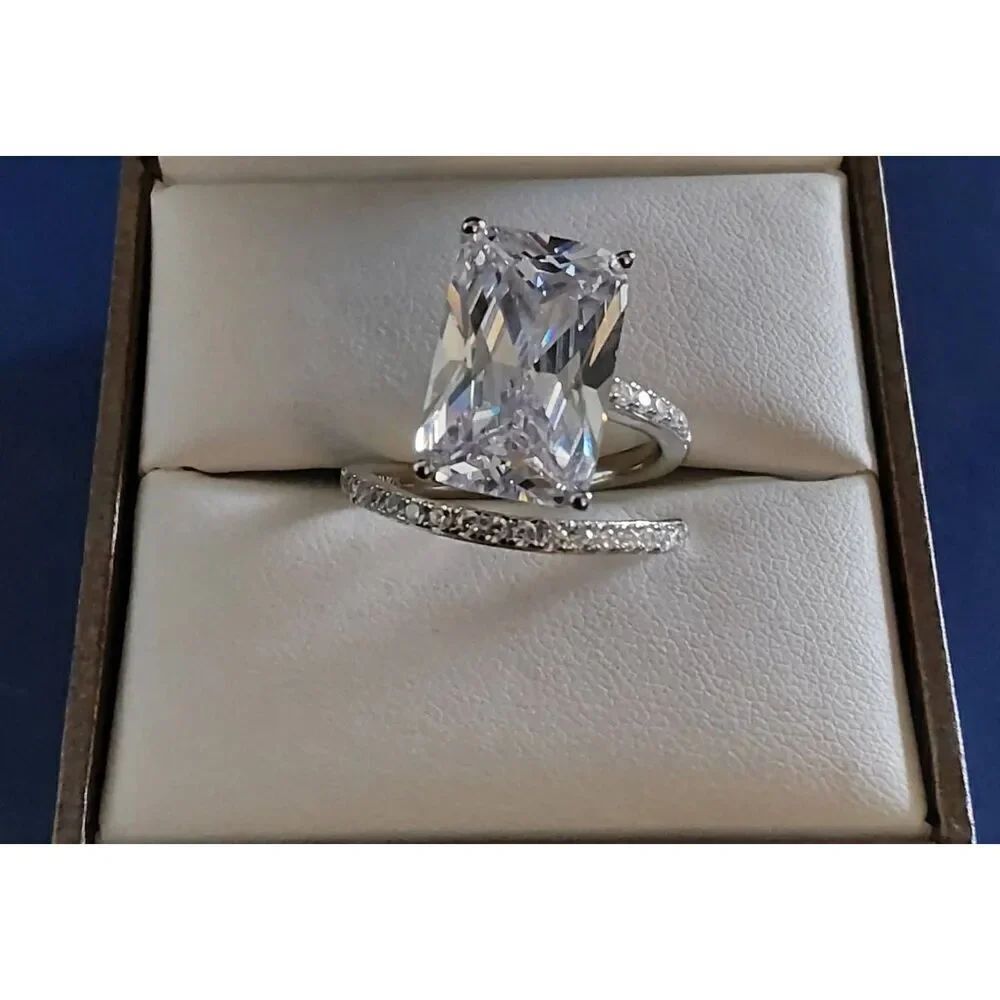 New~12.8 Ct Radiant & Round Cut Sim Diamond Wrap Around Bridal/Engagement Ring 8